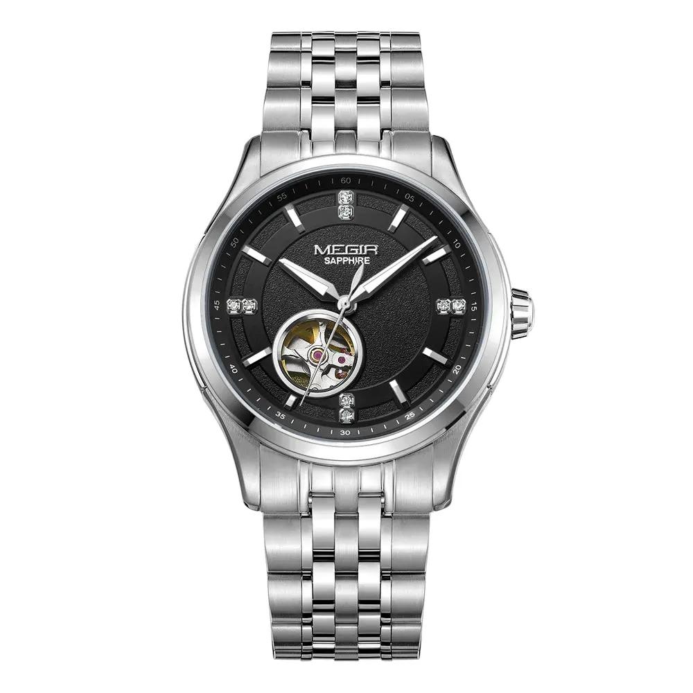 MEGIR Top Brand Luxury Business Watch Men Stainless Steel Waterproof Automatic Mechanical WristWatch Clock Big Dial Montre Homme 62055 by MEGIR WATCH GROUP