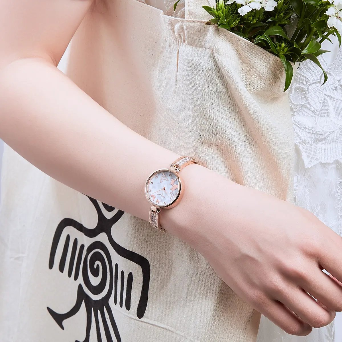 MEGIR Watch for Women Luxury Diamond Ladies Quartz Wristwatches Steel Women Bracelet Watches Female Dress Clock Relogio Feminino 7018 by MEGIR WATCH GROUP