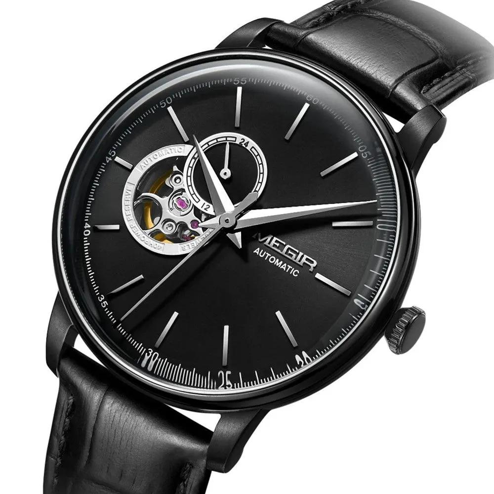 MEGIR Automatic Men's Watch Mechanical Movement Leather Strap Luxury Business Watches 5ATM Waterproof Big Dial Clock Wristwatch 62057 by MEGIR WATCH GROUP