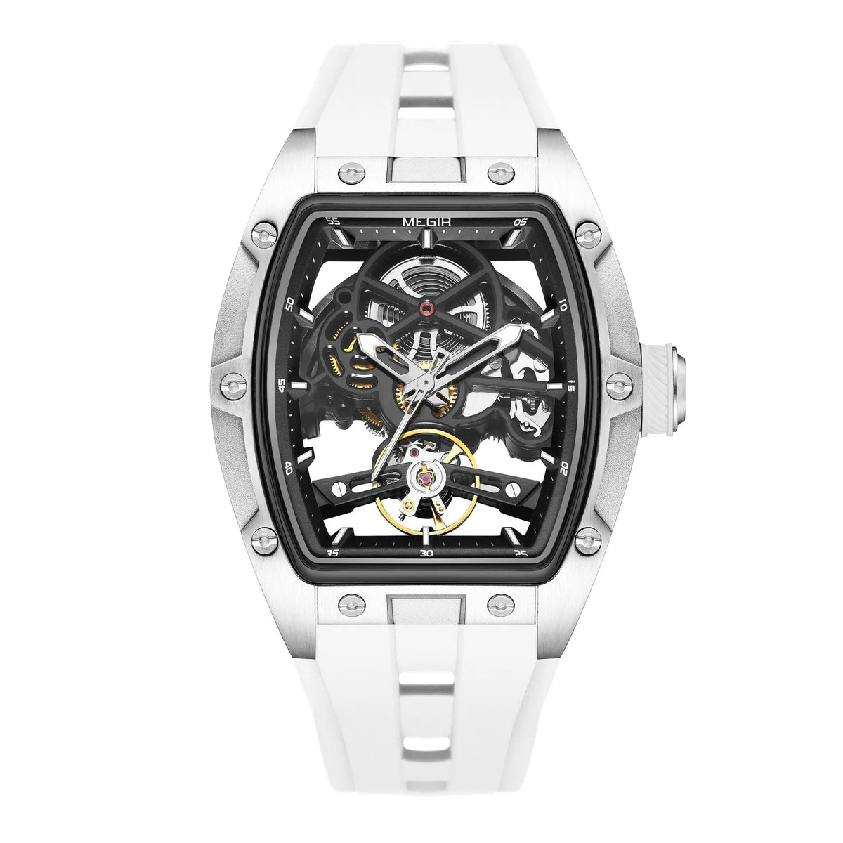 MEGIR Original Fashion Men Watches Automatic Mechanical Watch Steel Case Sport Skeleton Dial Wristwatch Waterproof Clock Reloj Hombre 2242 by MEGIR WATCH GROUP