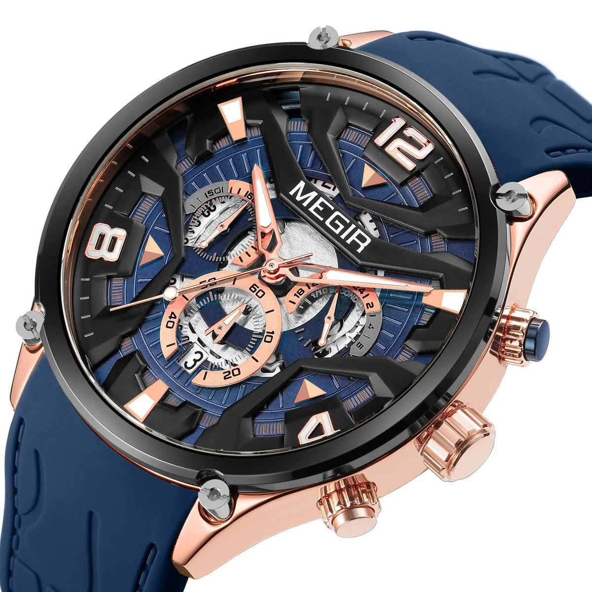 MEGIR Chronograph Luxury Men Quartz Military Watches Silicone Strap Waterproof Man Sport Wristwatch Date Clock Reloj Hombre 2222 by MEGIR WATCH GROUP