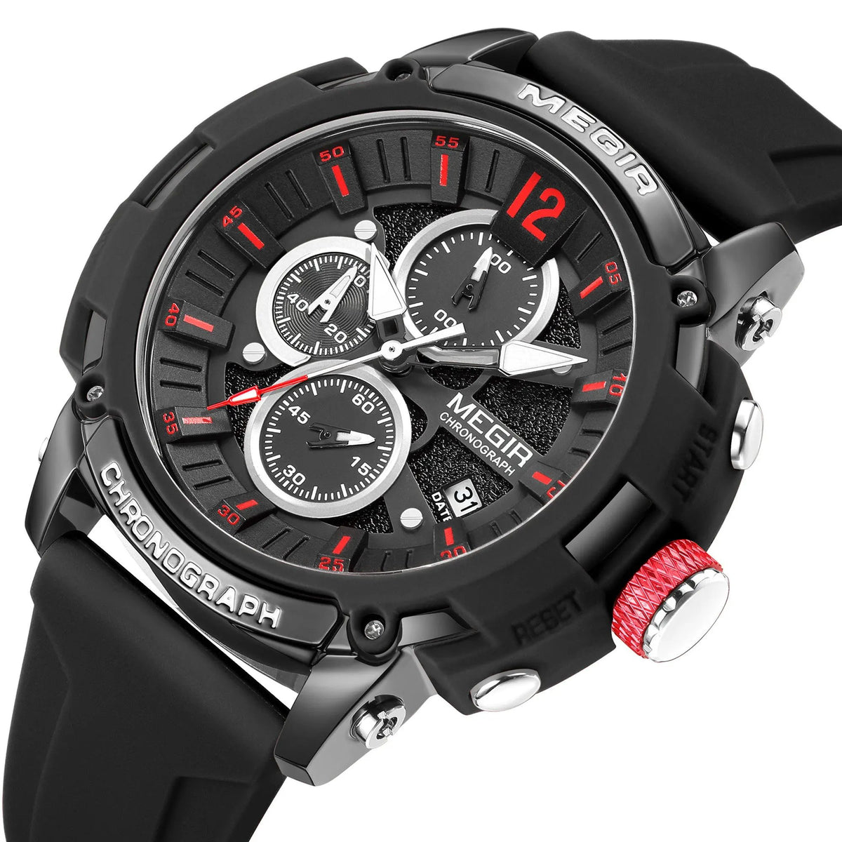 MEGIR Fashion Military Watch for Men Silicone Strap Sport Quartz Chronograph Waterproof Male Clock Wristwatch Reloj Hombre 2208 by MEGIR WATCH GROUP