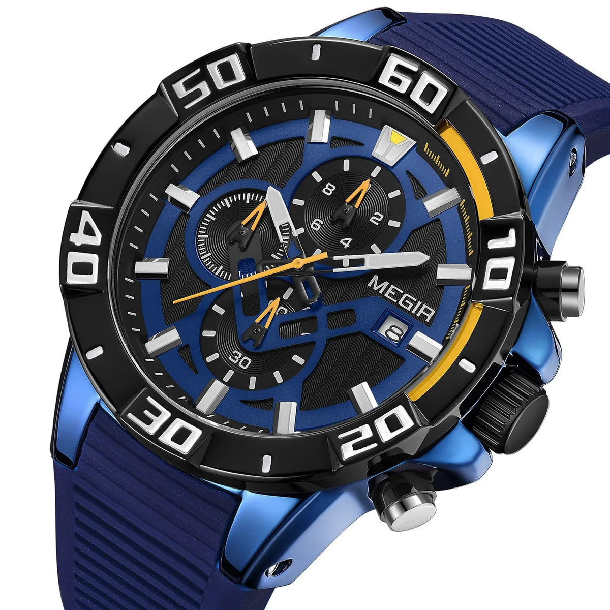MEGIR Men Wristwatch Top Brand Luxury Silicone Strap Sport Watches Waterproof Luminous Quartz Clock Chronograph Reloj Hombre 2121 by MEGIR WATCH GROUP