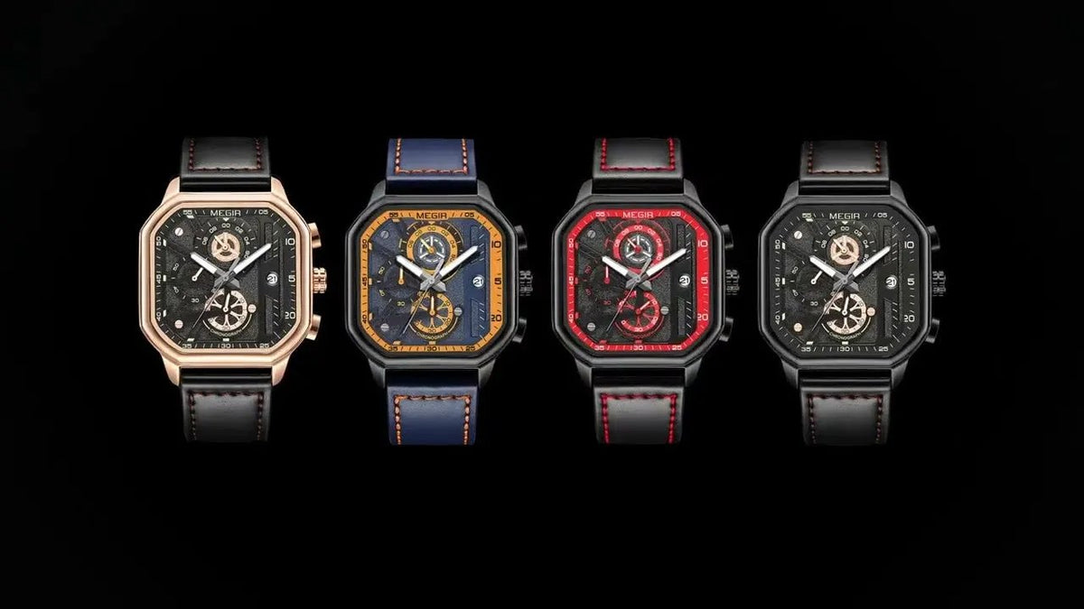 MEGIR Fashion Square Case Men's Sport Watch Quartz Chronograph Luminous Military Wristwatches Luminous Date Clock Reloj Hombre 8106 by MEGIR WATCH GROUP