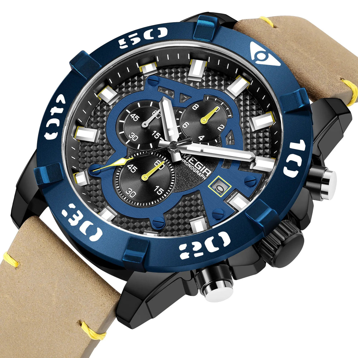 MEGIR Men Watches Fashion Luxury Big Dial Sports Watches Waterproof Quartz Wristwatch Chronograph Man Casual Luminous Clock 2136 by MEGIR WATCH GROUP