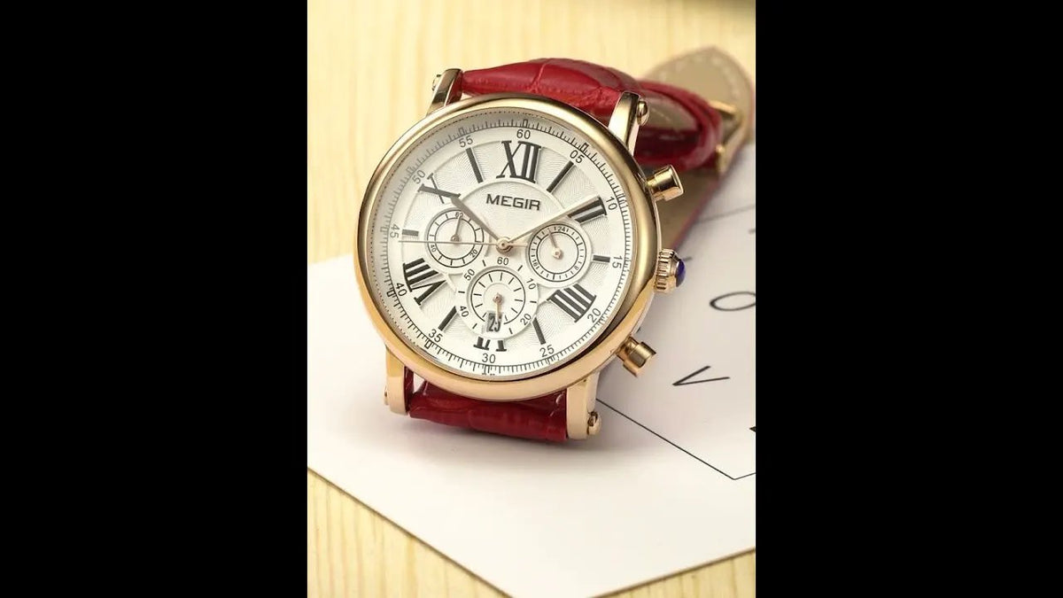 MEGIR Top Brand Quartz Watches for Women Leather Strap Ladies Casual Sport Wristwatch Chronograph Luxury Waterproof Female Clock 2058 by MEGIR WATCH GROUP