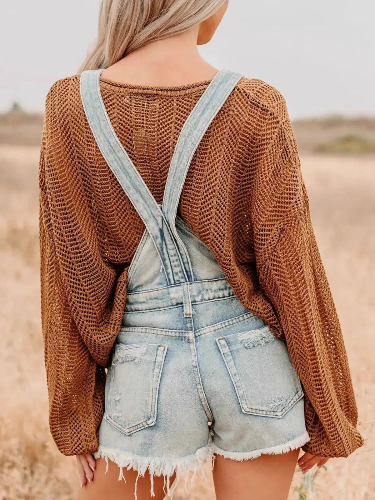 Distressed Denim Overalls Shorts by Partner Labels