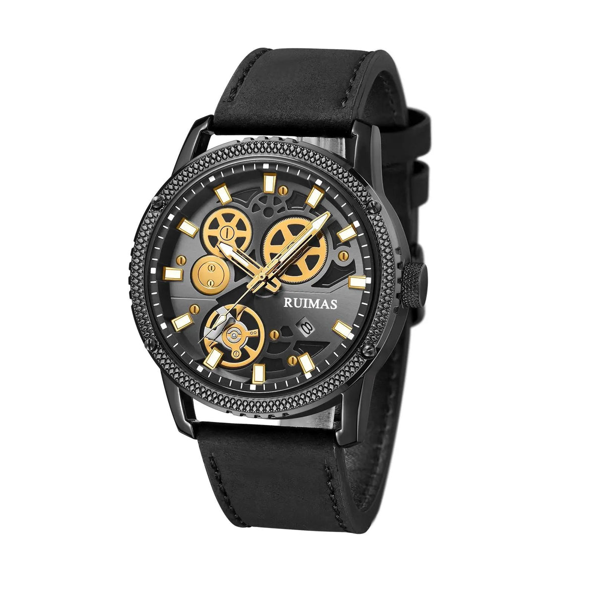 RUIMAS Relogio Masculino Luxury Leather Band Quartz Wristwatch Men Big Dial Moda Watches Waterproof Sport Military Reloj Hombre 306 by MEGIR WATCH GROUP