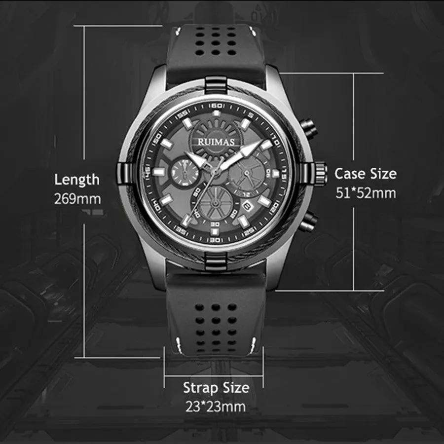 RUIMAS Top Luxury Quartz Wristwatches Men Silicone Large Dial Military Sports Watches Waterproof Luminous Date Reloj Hombre 311 by MEGIR WATCH GROUP