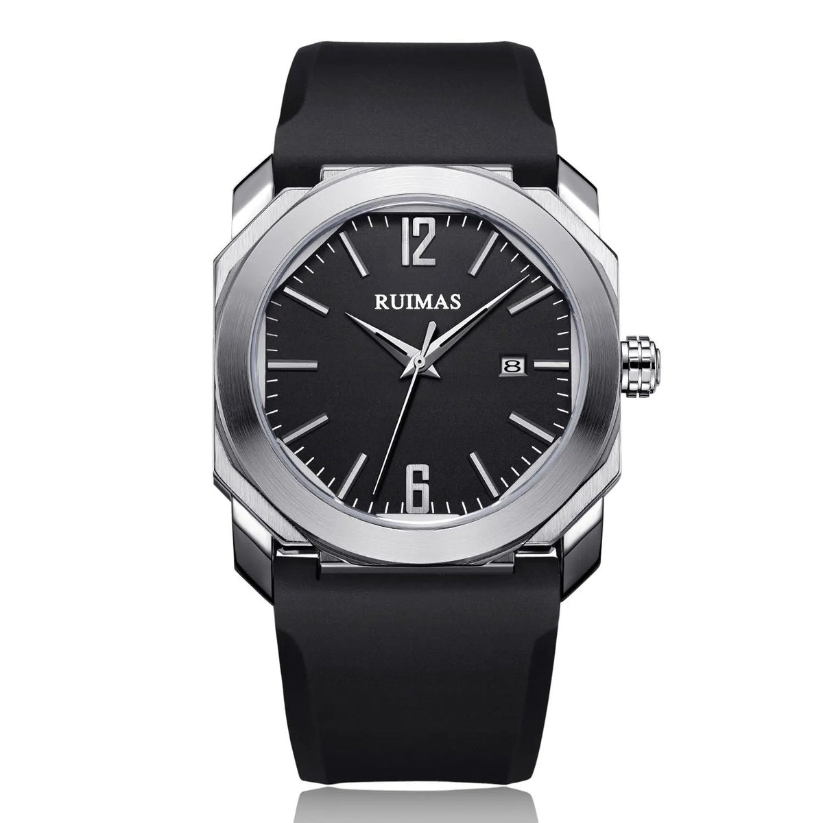 RUIMAS Luxury Silicone Band Quartz Sport Watches for Men Waterproof Calendar Casual Large Dial Wristwatch Clock Montre Homme 525 by MEGIR WATCH GROUP