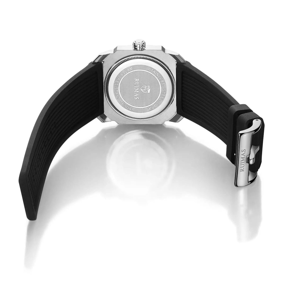 RUIMAS Luxury Silicone Band Quartz Sport Watches for Men Waterproof Calendar Casual Large Dial Wristwatch Clock Montre Homme 525 by MEGIR WATCH GROUP