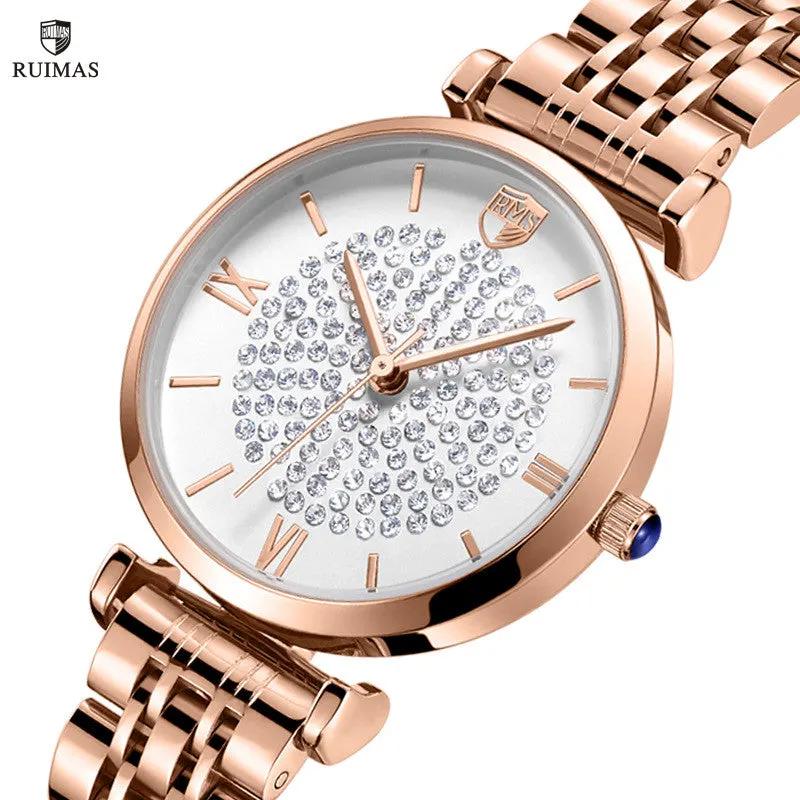 RUIMAS Fashion Women Watch Luxury Quartz Wristwatch Stainless Steel Ladies Casual Watches Dress Clock Relogio Feminino 538 by MEGIR WATCH GROUP