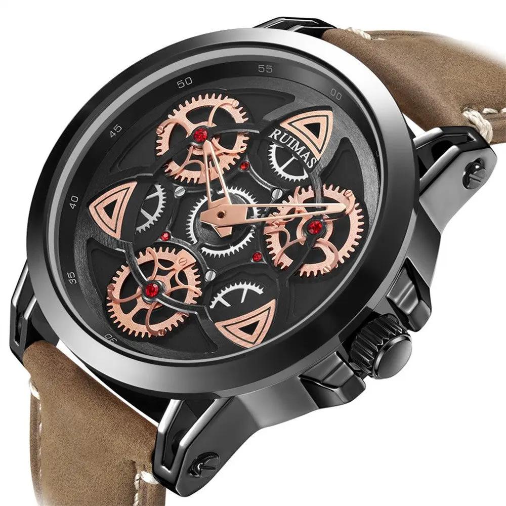 RUIMAS Brand Quartz Sport Watches for Men Fashion Military Casual Wrist Watch Waterproof Leather Male Clock Reloj Hombre 550 by MEGIR WATCH GROUP