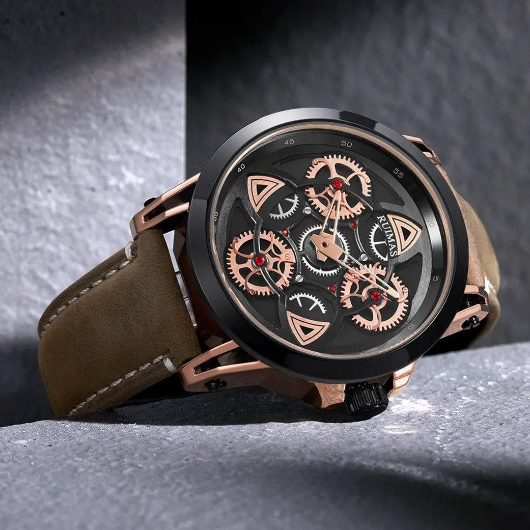 RUIMAS Brand Quartz Sport Watches for Men Fashion Military Casual Wrist Watch Waterproof Leather Male Clock Reloj Hombre 550 by MEGIR WATCH GROUP