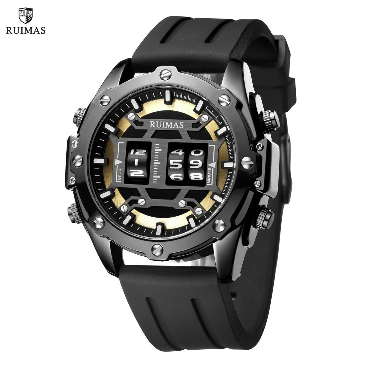 RUIMAS Mens Watches Roller Pointer Sports Quartz WristWatch Fashion Luxury Silicone Strap Waterproof Relogio Masculino 553 by MEGIR WATCH GROUP