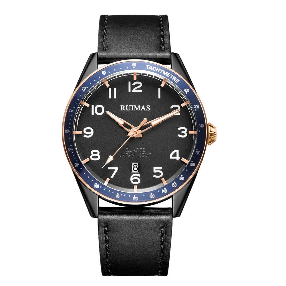 RUIMAS Men Quartz Watches Luxury Leather Sports Quartz Wristwatches Waterproof Luminous Casual Clock Auto Date Relogio Masculino 573 by MEGIR WATCH GROUP