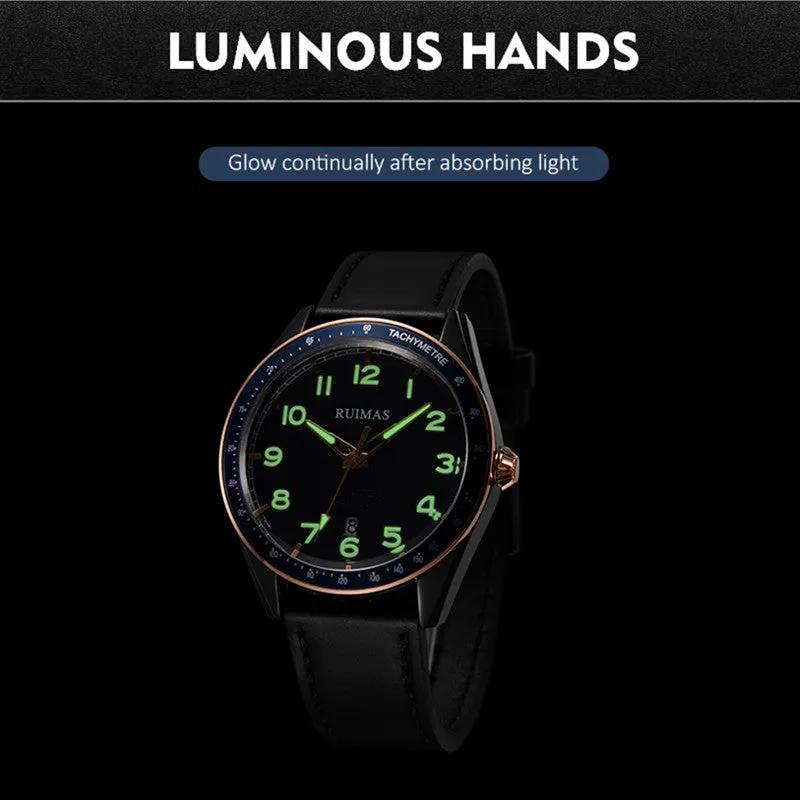 RUIMAS Men Quartz Watches Luxury Leather Sports Quartz Wristwatches Waterproof Luminous Casual Clock Auto Date Relogio Masculino 573 by MEGIR WATCH GROUP