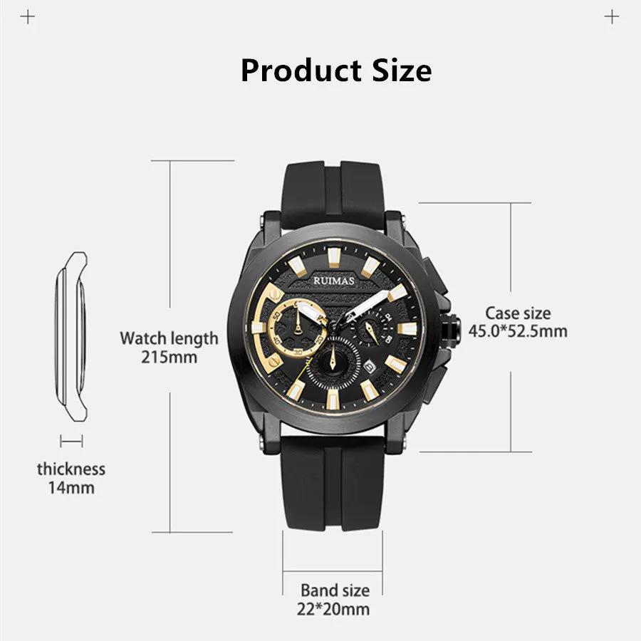 RUIMAS Relogio Masculino Luxury Silicone Band Large Dial Mens Sports Watch Waterproof Luminous Date WristWatch Quartz Clock 580 by MEGIR WATCH GROUP