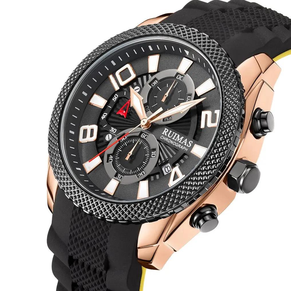 RUIMAS Fashion Watches for Men Luxury Large Dial Quartz Sports Chronograph Clock Luminous Date Casual WristWatch Reloj Hombre 584 by MEGIR WATCH GROUP