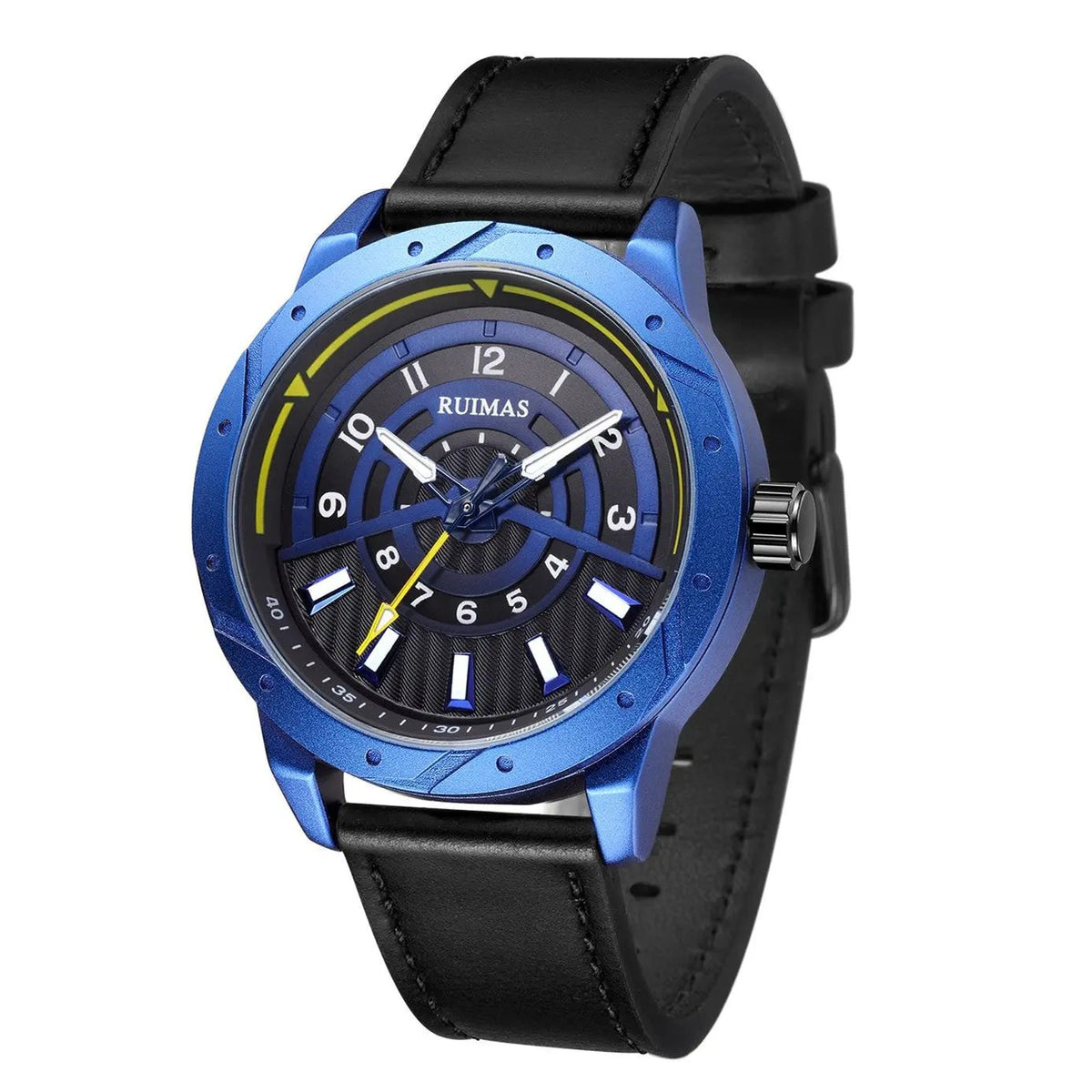 RUIMAS Men Wristwatch Luxury Leather Sports Military Wrist Watches Waterproof Large Dial Casual Quartz Clock Relogio Masculino 594 by MEGIR WATCH GROUP