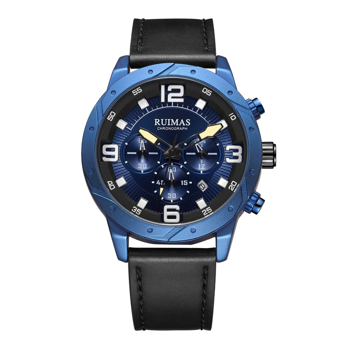 RUIMAS Relogio Masculino Fashion Men Quartz Watch Leather Sport Military Wristwatch Waterproof Clock with Auto Date 595 by MEGIR WATCH GROUP