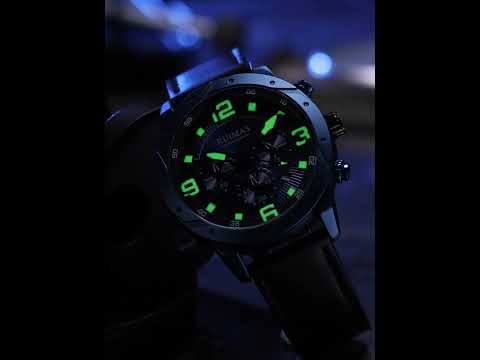 RUIMAS Relogio Masculino Fashion Men Quartz Watch Leather Sport Military Wristwatch Waterproof Clock with Auto Date 595 by MEGIR WATCH GROUP