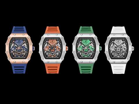 RUIMAS Luxury Watch Men Fashion Automatic Mechanical Watches Clock Silicone Strap Sport Casual Wristwatch Big Dial Reloj Hombre 341 by MEGIR WATCH GROUP