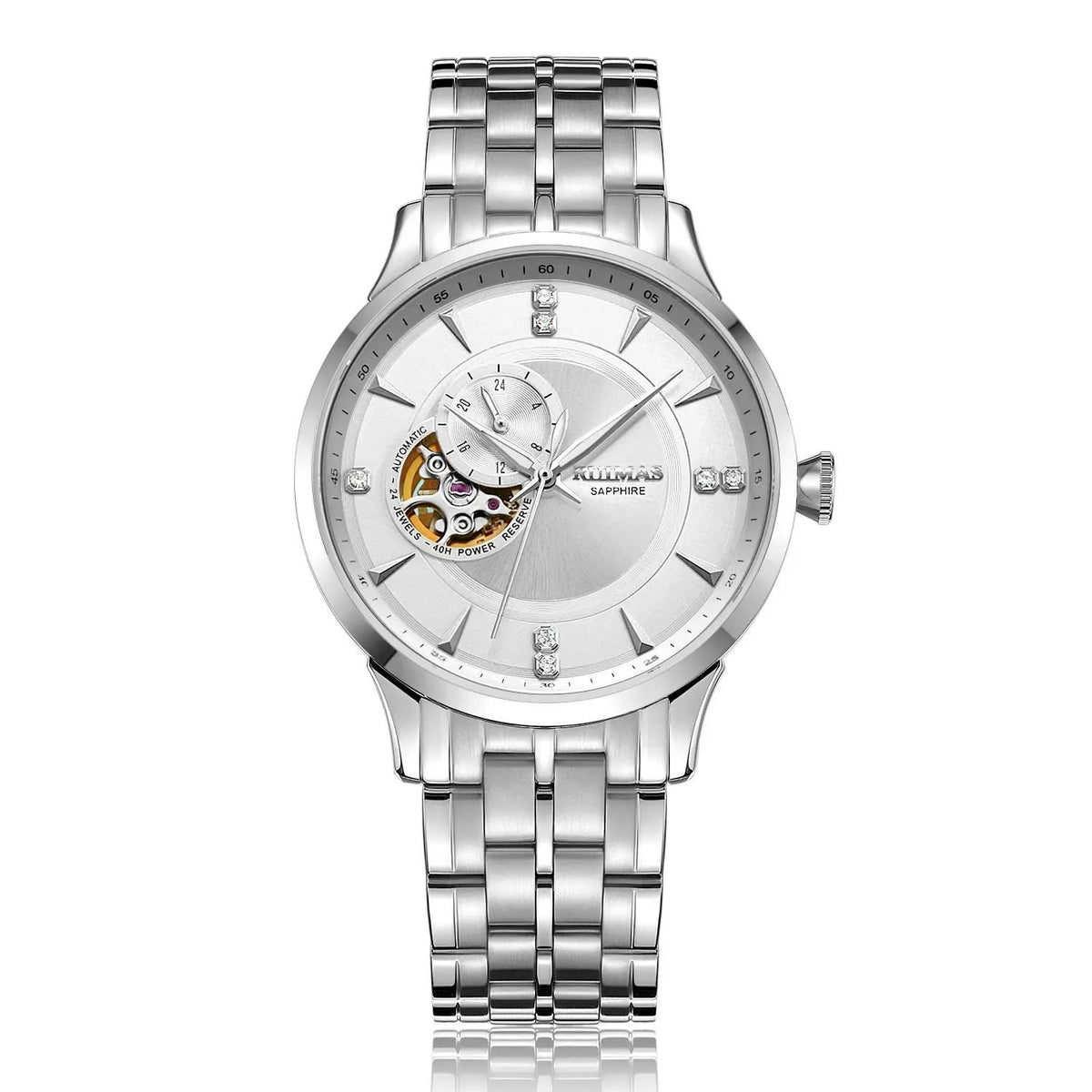 RUIMAS Gold Men Watch Luxury Stainless Steel Automatic Mechanical Watches Sapphire Glass Waterproof Wristwatch Relogio Masculino 6735 by MEGIR WATCH GROUP
