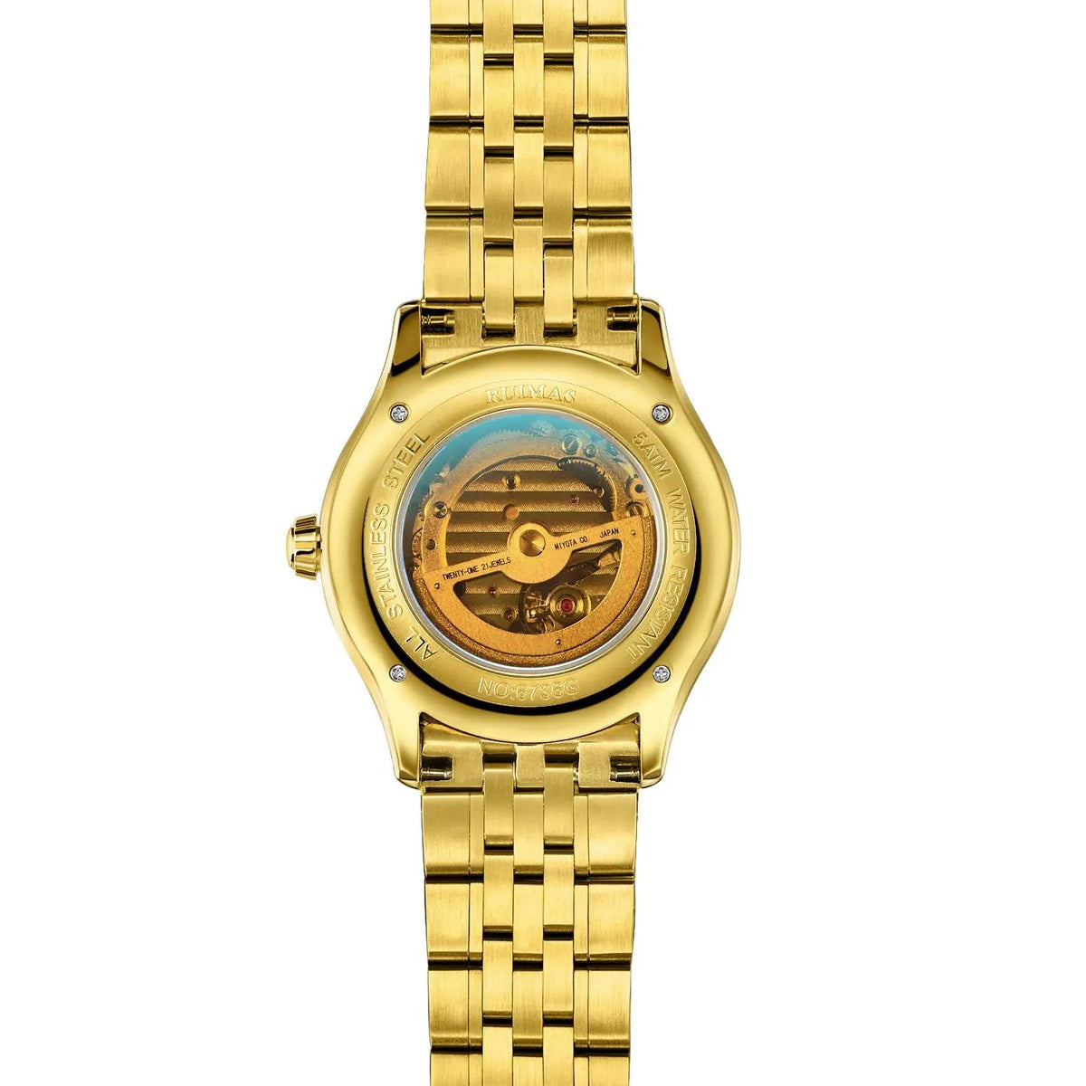 RUIMAS Luxury Men Mechanical Watches Sapphire Glass Stainless Steel Bracelet Business Casual WristWatch Clock Montre Homme 6736 by MEGIR WATCH GROUP