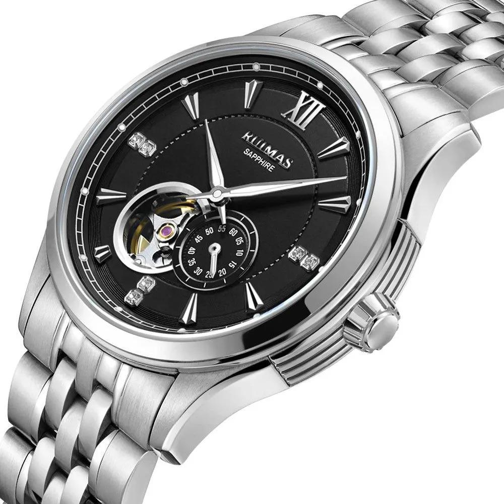 RUIMAS Luxury Men Mechanical Watches Sapphire Glass Stainless Steel Bracelet Business Casual WristWatch Clock Montre Homme 6736 by MEGIR WATCH GROUP
