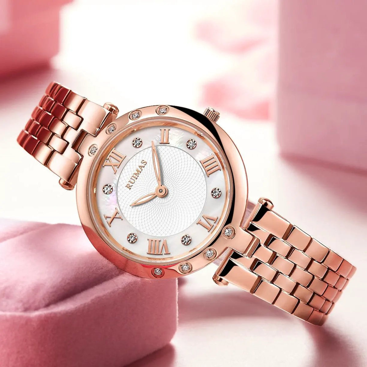 RUIMAS Ladies Wrist Watch Stainless Steel Luxury Quartz Women Watches Waterproof Female Dress Clock Bracelet reloj mujer 6749 by MEGIR WATCH GROUP