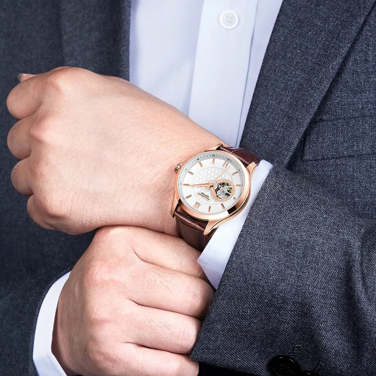 RUIMAS Business Men Watch Luxury Fashion Automatic Mechanical Watches for Men Waterproof Male Wristwatch Relogio Masculino 6754 by MEGIR WATCH GROUP
