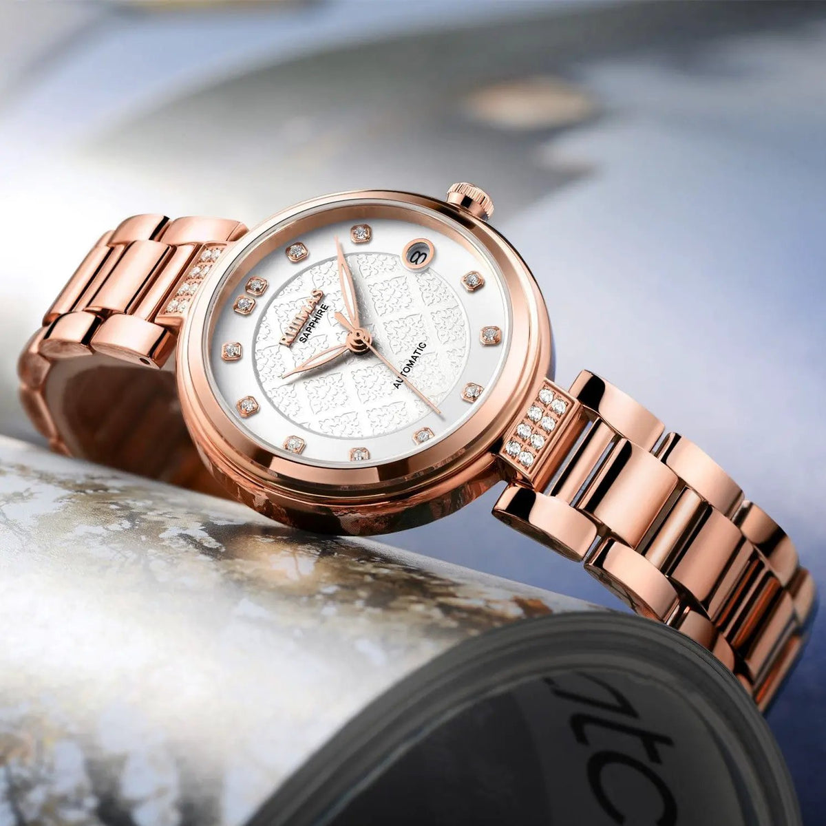 RUIMAS Women Automatic Mechanical Watch Steel Strap Ladies Business Wrist Watch Fashion Waterproof Date Clock Montre Femme 6756 by MEGIR WATCH GROUP
