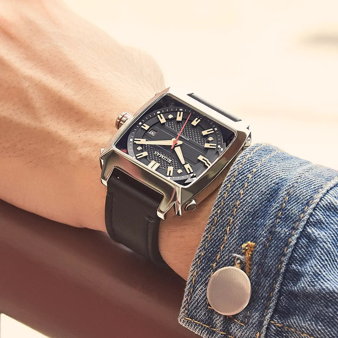 RUIMAS Men's Watches Luxury Automatic Mechanical Wrist Watches Calendar Sapphire Leather Chronograph for Man Reloj Hombre 6763 by MEGIR WATCH GROUP
