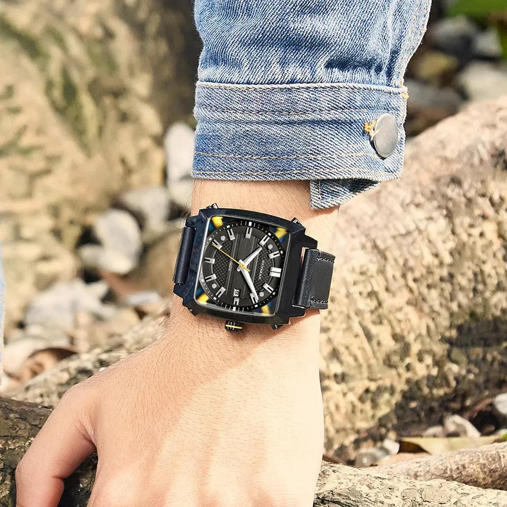 RUIMAS Men's Watches Luxury Automatic Mechanical Wrist Watches Calendar Sapphire Leather Chronograph for Man Reloj Hombre 6763 by MEGIR WATCH GROUP