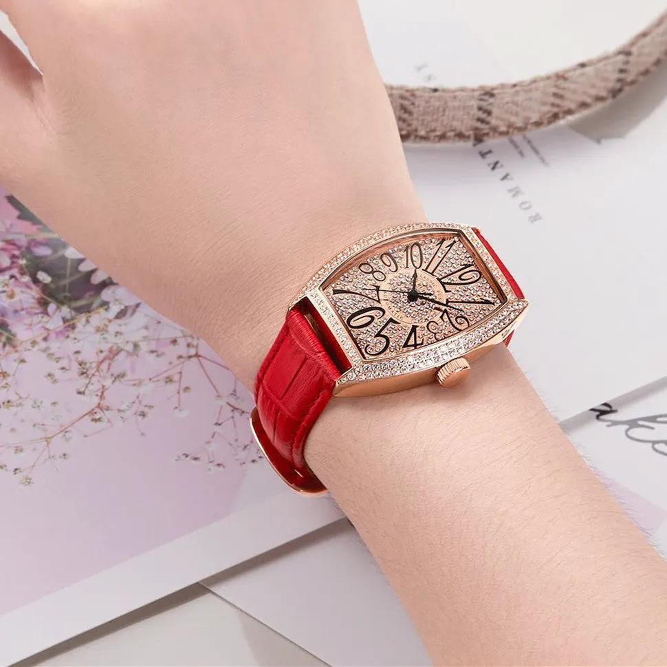 RUIMAS Luxury Diamond Women Automatic Mechanical Watches Waterproof Elegant Ladies Wrist Watch Clock Leather Reloj Mujer 6757 by MEGIR WATCH GROUP