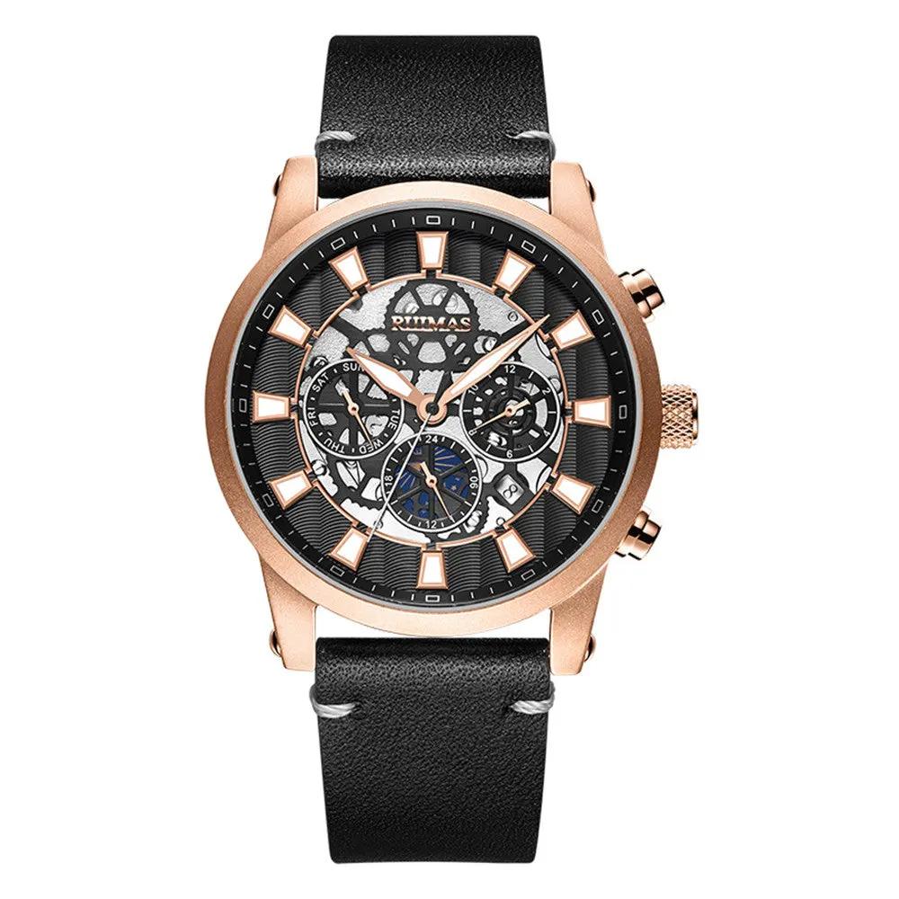 RUIMAS Fashion Men Watches Sapphire Automatic Mechanical Wrist Watch Waterproof Date Leather Casual Male Clock Montre Homme 6768 by MEGIR WATCH GROUP