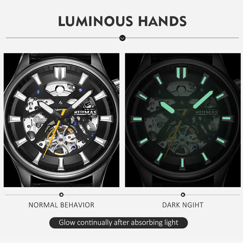 RUIMAS Men Mechanical Wristwatch Fashion Casual Leather Band Watch Luxury Sport Wrist Watch Chronograph Luminous Man Clock 6770 by MEGIR WATCH GROUP