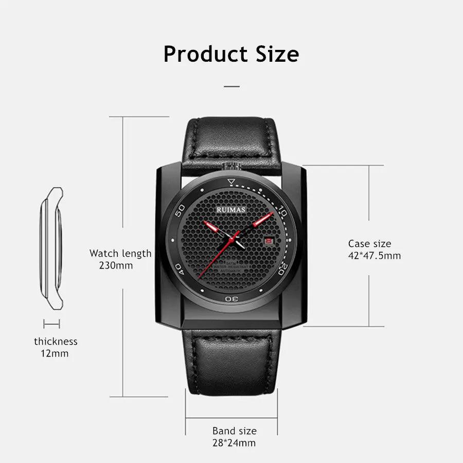RUIMAS Luxury Men Watches Automatic Mechanical Wrist Watch for Mens Fashion Leather Business Casual Clock Montre Homme 6775 by MEGIR WATCH GROUP