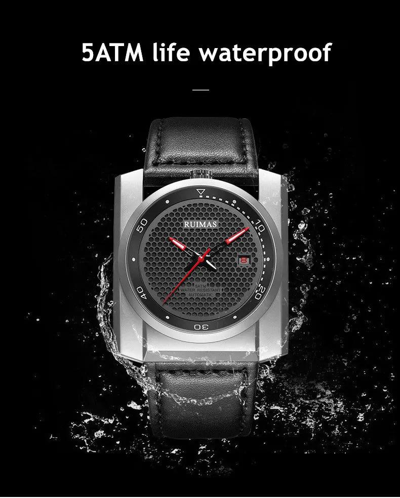 RUIMAS Luxury Men Watches Automatic Mechanical Wrist Watch for Mens Fashion Leather Business Casual Clock Montre Homme 6775 by MEGIR WATCH GROUP
