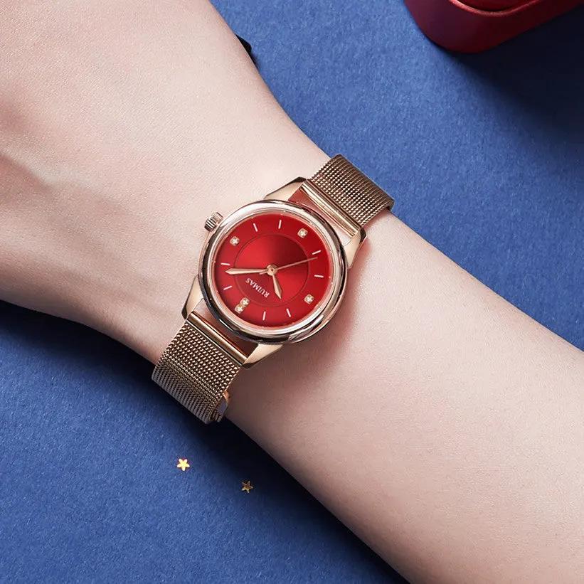 RUIMAS Women Watches Luxury Fashion Female Quartz Watch Steel Mesh Ladies Wristwatch Elegant Dress Clock Relogio Feminino 6779 by MEGIR WATCH GROUP