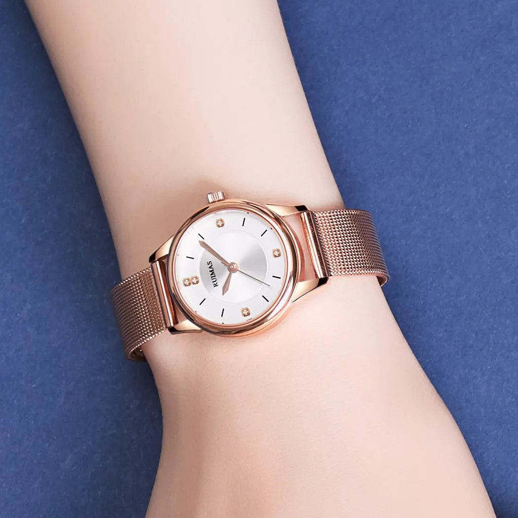 RUIMAS Women Watches Luxury Fashion Female Quartz Watch Steel Mesh Ladies Wristwatch Elegant Dress Clock Relogio Feminino 6779 by MEGIR WATCH GROUP