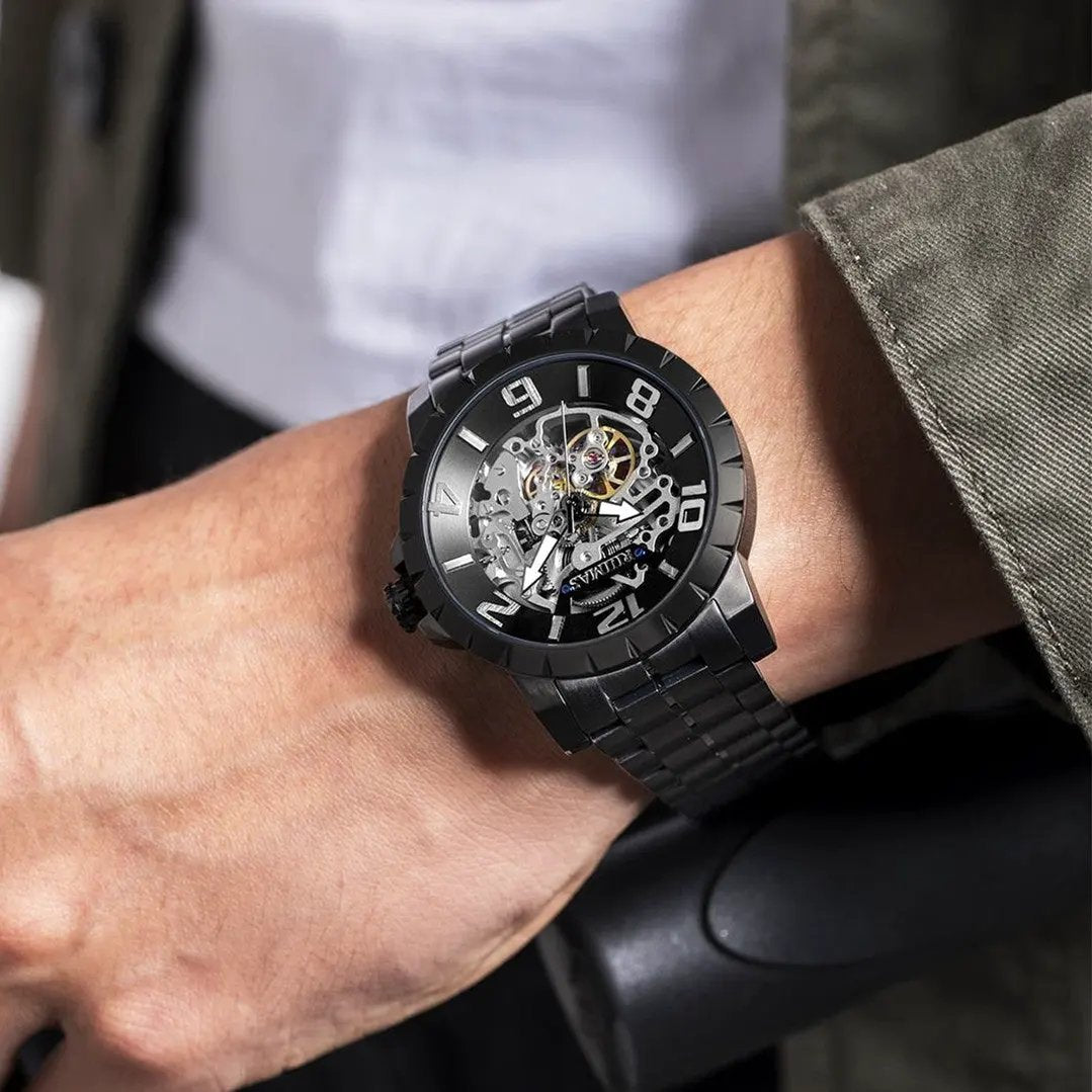 RUIMAS Men Mechanical Watch Luxury Automatic Stainless Steel Bracelet Wristwatches 5ATM Waterproof Clock Relogio Masculino 6784 by MEGIR WATCH GROUP