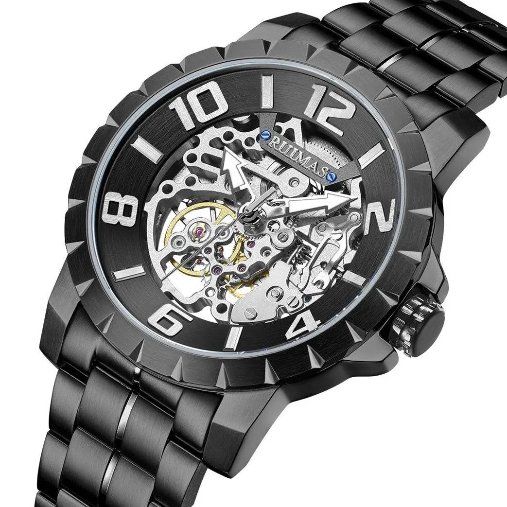 RUIMAS Men Mechanical Watch Luxury Automatic Stainless Steel Bracelet Wristwatches 5ATM Waterproof Clock Relogio Masculino 6784 by MEGIR WATCH GROUP