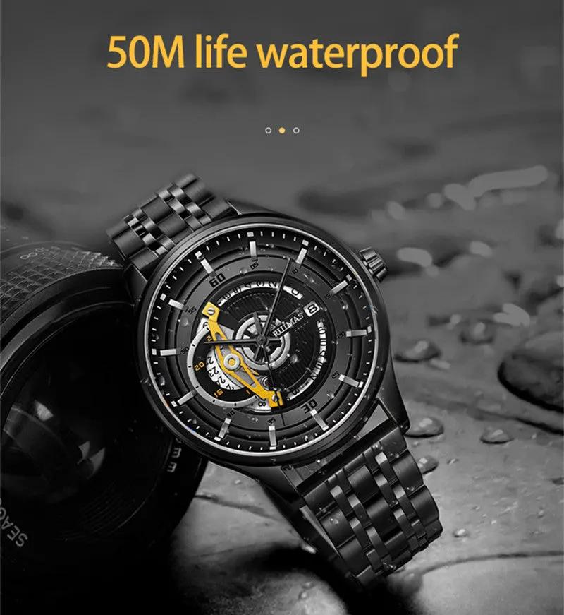 RUIMAS Luxury Business Watches for Mens Fashion Stainless Steel Automatic Mechanical Watch Waterproof Date Wristwatch Clock 6786 by MEGIR WATCH GROUP