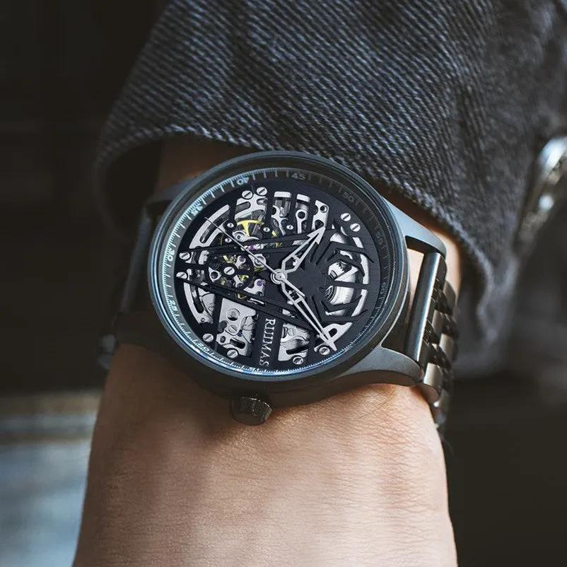 RUIMAS Watches for Men Top Brand Luxury Mechanical Chronograph Clock Stainless Steel Casual Wrist Watch Man Business Watch 6787 by MEGIR WATCH GROUP