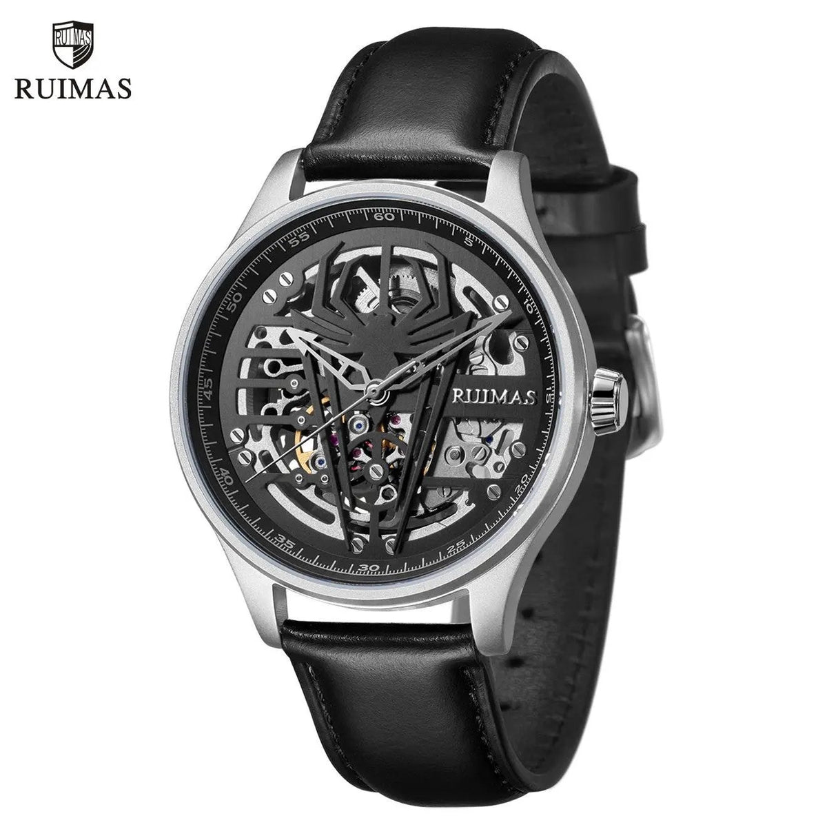 RUIMAS Mens Watches Leather Sports Watches Men's Army Military Wrist Watch Automatic Mechanical Male Clock Reloj Hombre 6787 by MEGIR WATCH GROUP