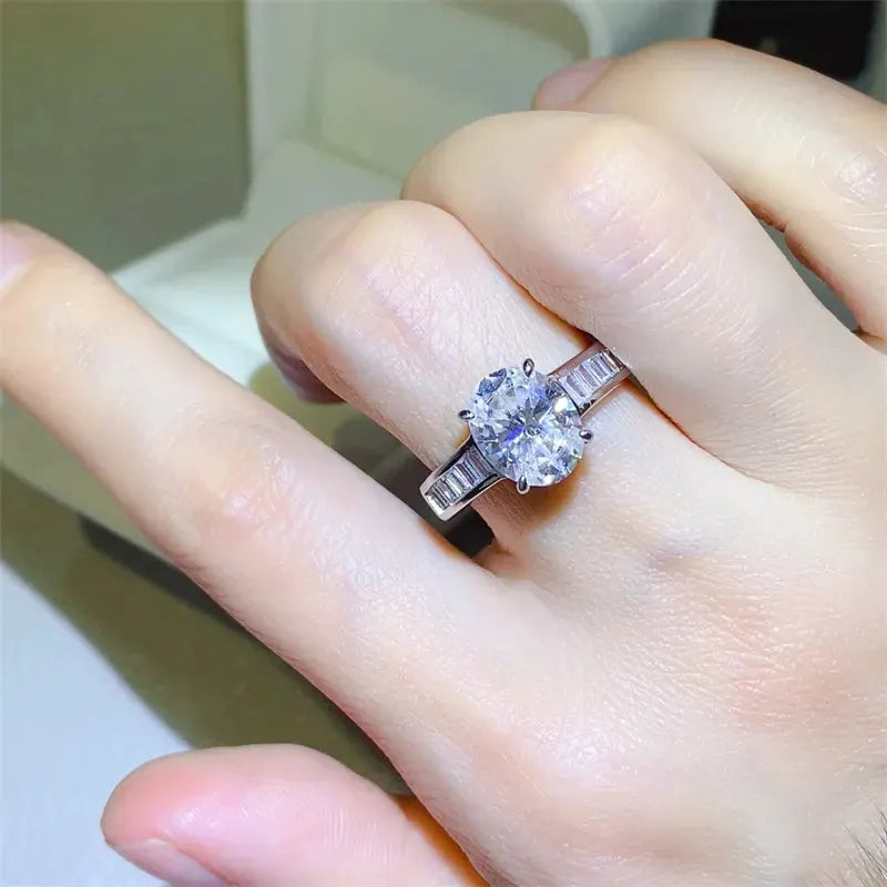 3 Carat Moissanite 925 Sterling Silver Ring by Partner Label