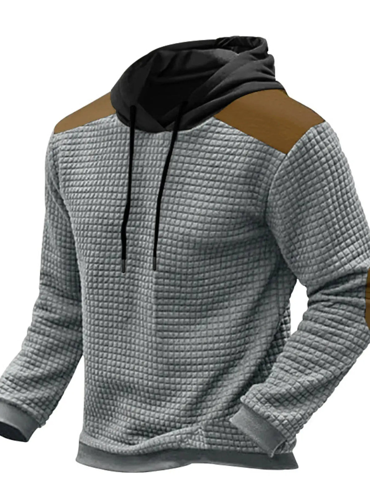 Men's Full Size Drawstring Contrast Shoulder Panels Hoodie Plus Size by Partner Label
