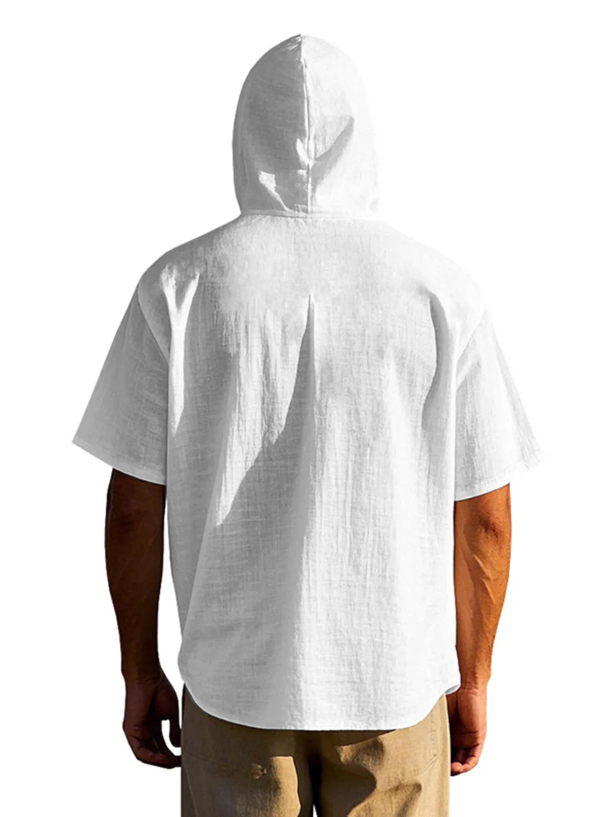 Men's Full Size Casual Hooded Short Sleeve Shirt Plus Size by Trendsi